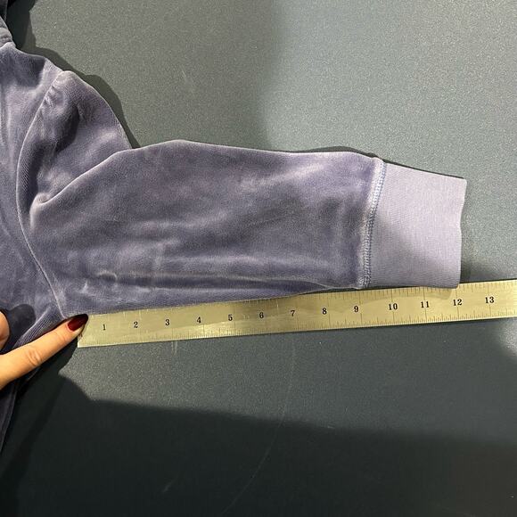 VTG y2k women's Juicy Couture velour track jacket hoodie sweatshirt w/ J Zipper - Picture 7 of 8